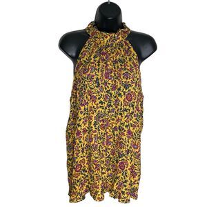 Cynthia Rowley Top Womens M Floral Boho High Neck Halter Sleeveless Tank NWT